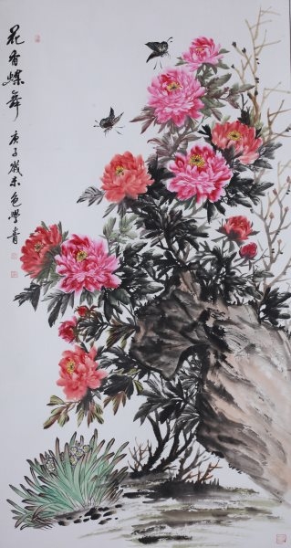 包学青 国画《花香蝶舞》（佳作奖）.jpg